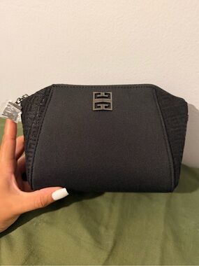 Givenchy Black Textured Logo Cosmetic Pouch